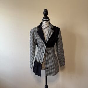 Vino De Casa Vintage Houndstooth Blazer Metallic Shimmer & Braided Size S